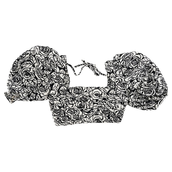 Lovers and Friends Sully Floral Print Puff Sleeve Bobbie Crop Top Size XS - Picture 4 of 11